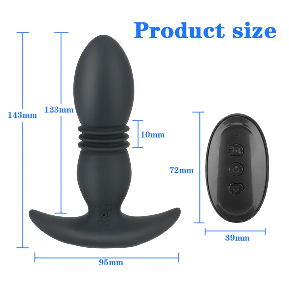Sexiga leksaker för män Prostata Massager Telescopic Vibrating Wireless Remote Control Erotic Dildo Butt Plug Vibrator Anal