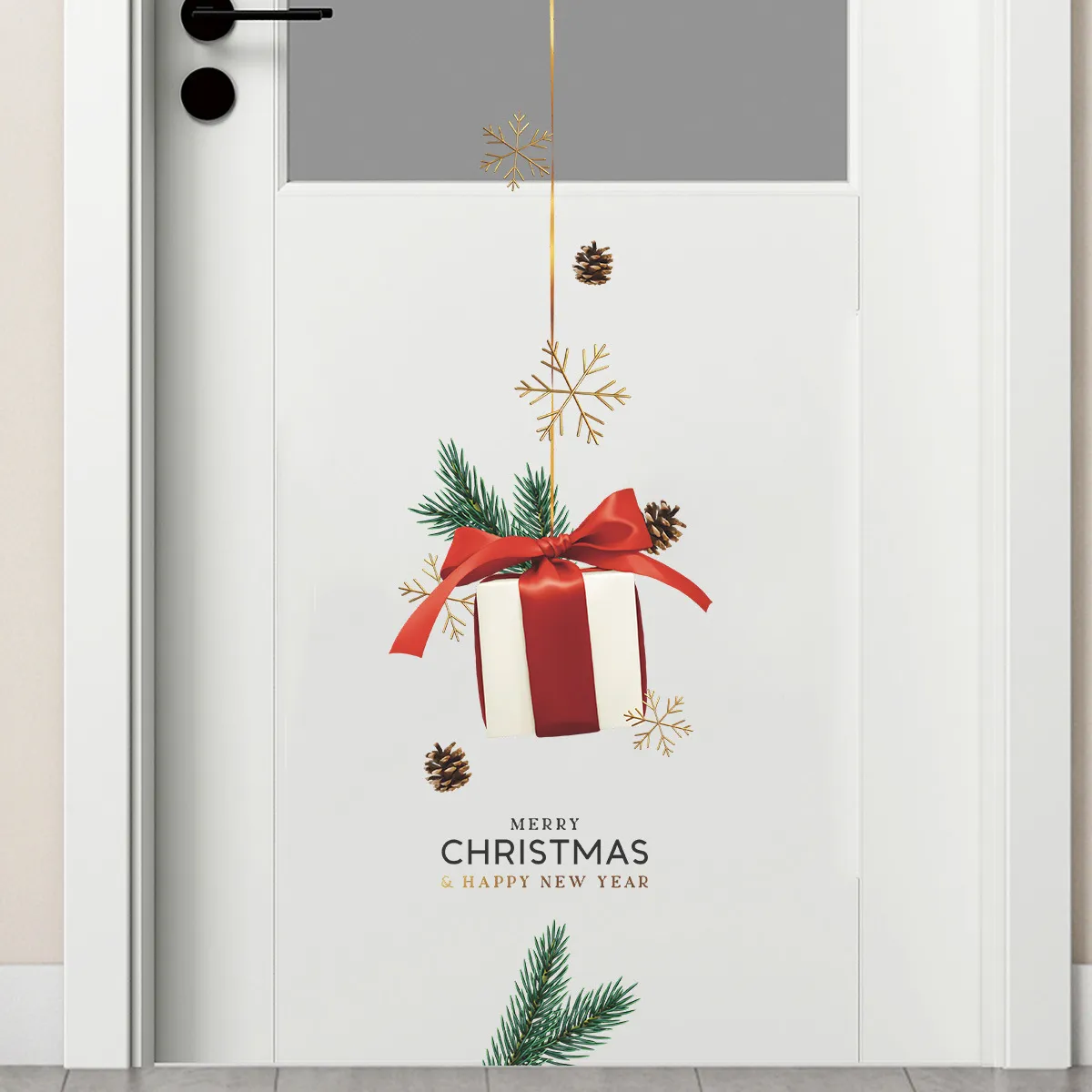 Modello regalo di Natale Adesivi da parete in vinile Decorazione della porta di Natale Nuovo anno 2022 adesivi decorazioni la casa
