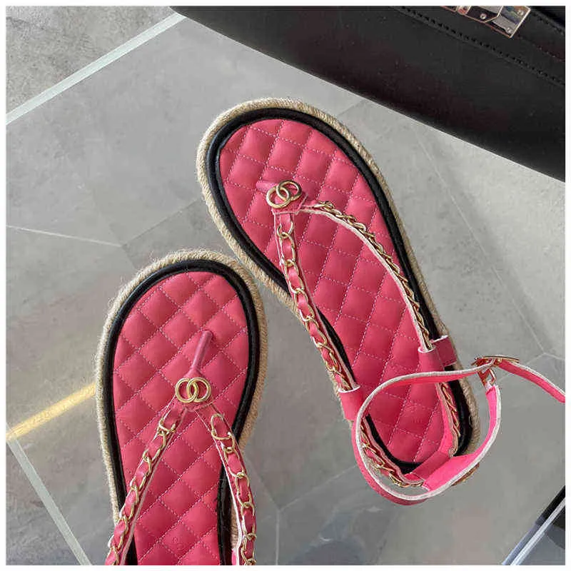 2021 nuove donne di estate sandali con plateau tacco donna moda marchio catena cinturino alla caviglia diapositive tacco piattaforma scarpe da pescatore Woma Y220421