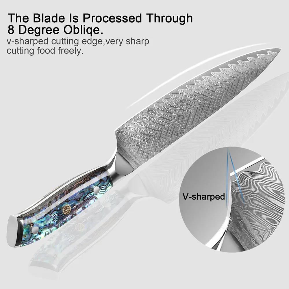 XITUO VG10 Japanese Damascus Steel Chef Knife Kitchen Knives Sharp Professional Cleaver Utitlty Knife Abalone Shell Handle Best