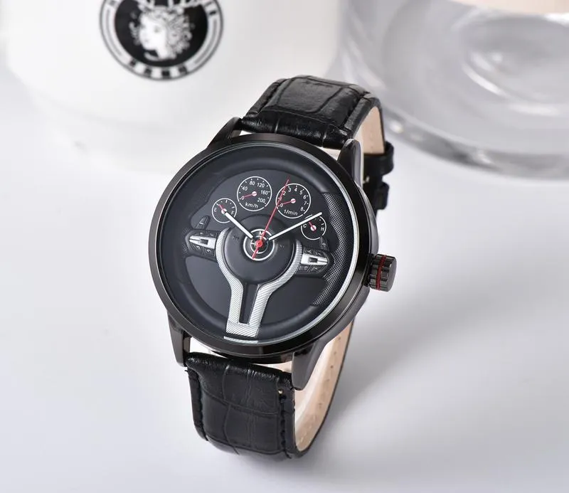 2022 New High Quality Men Luxury Watches Three Stitches Series Mens Quartz Watch European Top Brand Steel Strap Clock Fashion Car Steering Wheel Men's Gift Four