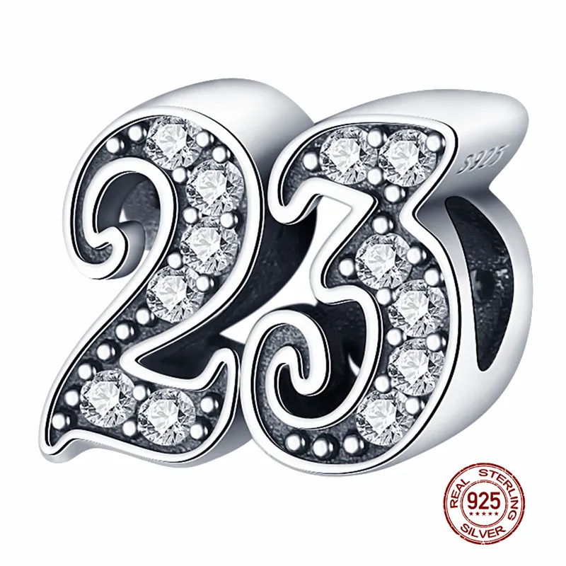 Ciondolo Pandora in argento 925 con perline bracciale in argento di ciondoli della serie di lettere di età con ciondolo gioielli con perline pregiate fai da te