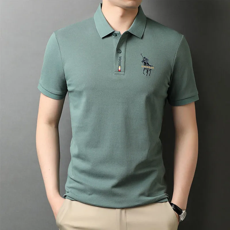 مصمم أزياء العلامة التجارية المرتفع كوريا الجنوبية 100 ٪ من القطن المطرزة بولو قمصان الترفيه رجال الملابس قصيرة الأكمام القميص 220615