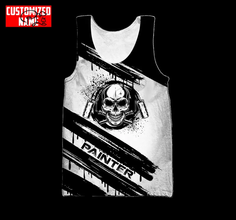 PlstAcgosmos 3dprint timmerman schilder aangepaste naam zomer Harajuku unieke streetwear mouw vest tanktop unisex 220713