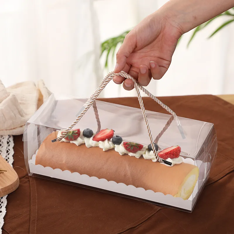 StoBag 10 pezzi scatola imballaggio torta al cioccolato portatile Swiss Roll scatola trasparente rotolo di asciugamani pasticceria confezione da forno festa di compleanno 220420