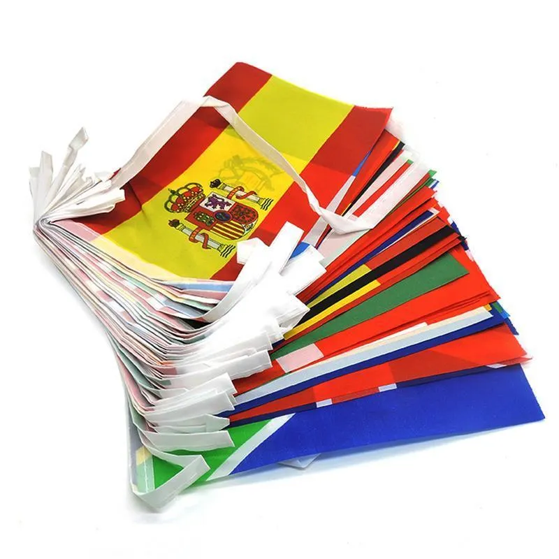 100/200 países de moda bandeira nacional banner bandeira de cordas de cordas internacionais bandeira de estamenha para decorações de festas 220719