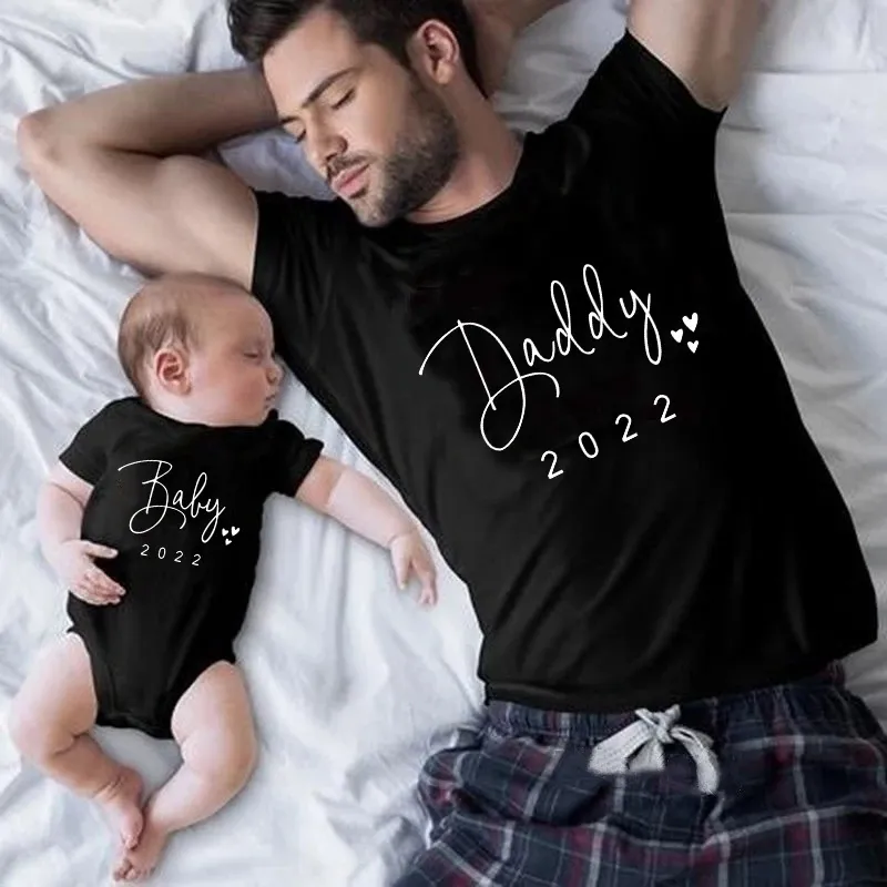 Drôle bébé papa famille correspondant vêtements simple annonce de grossesse famille Look t-shirt bébé papa correspondant vêtements 220531