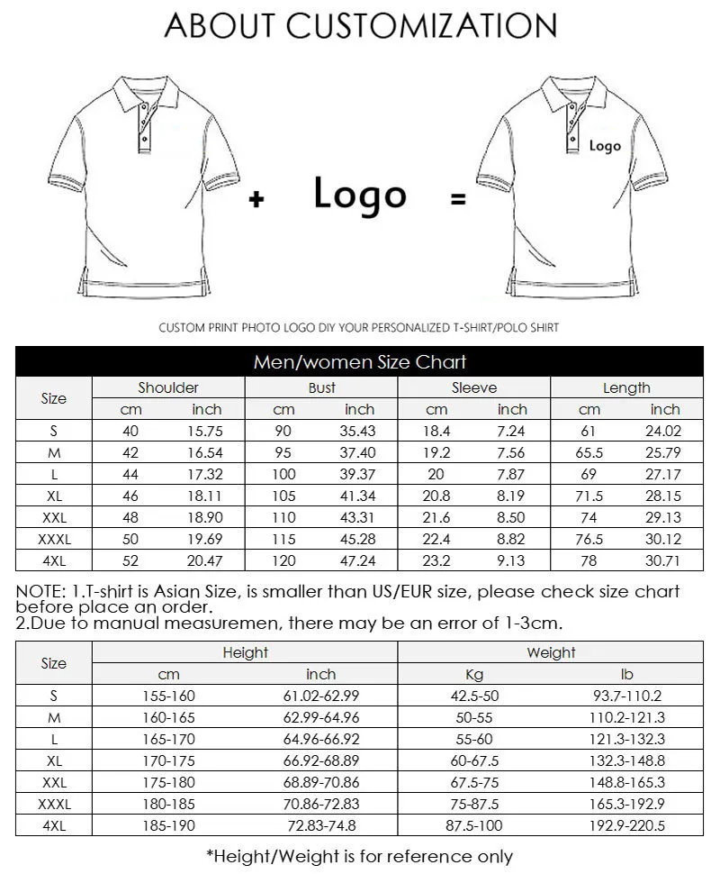 Men's Polo Shirt Solid Short Sleeve Cotton Shirt Women Tops Sports Jerseys Office Lady Company Uniform Customized Print Po 220702