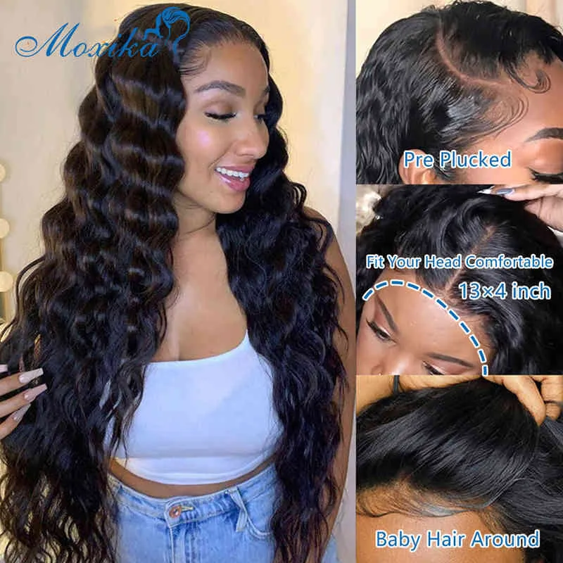 Frontal Wig Human Hair Transparent Lace s Brazilian s Loose Deep Wave 4x4 5x5 13x4 13x6 30 Inch Front 220608
