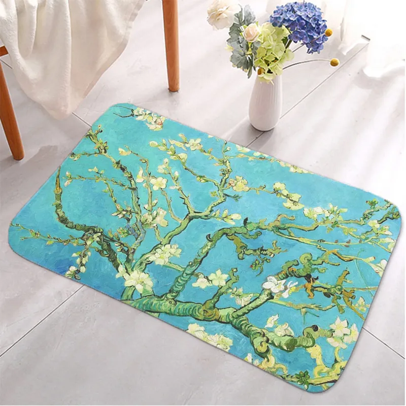 Van Gogh – paillasson de peinture à l'huile, tapis de sol de cuisine, toilettes, bain, Art rétro, tournesol, nuit étoilée, couloir, entrée, antidérapant, 220401