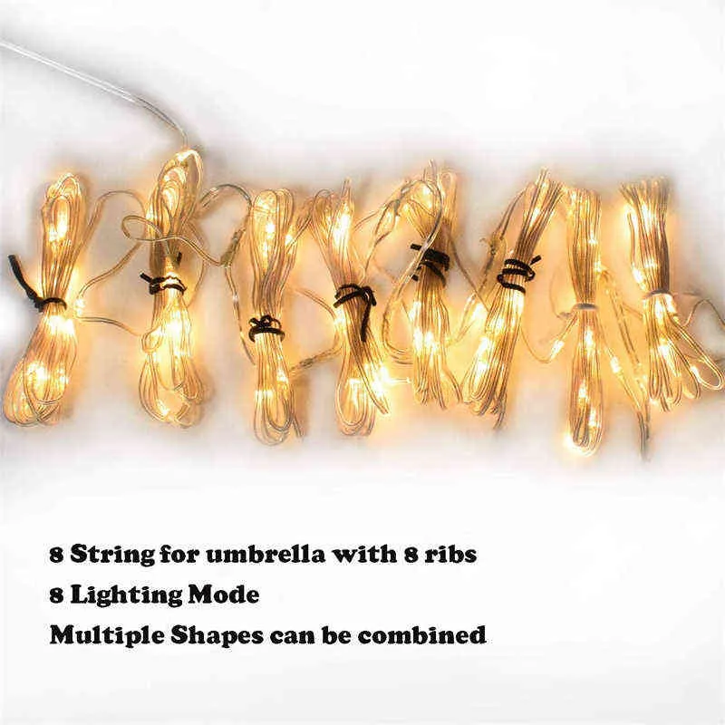 Patio Umbrella Lights Lighting Fashion Led String Lights With Remote Control Lights Solar Operated Outdoor For Patio Camping Tent J220531