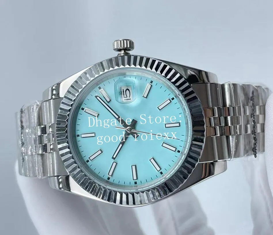 Relógios de 41mm homens assistem homens automáticos 2813 Ásia Blue Blue Silver Rodium cinza Wimbledon Data Jubileu Bracelet Relógios 126334 266i