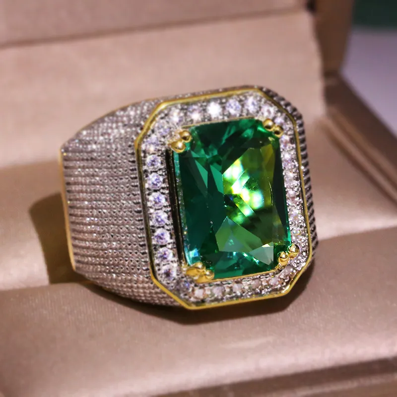 Heren hiphop ring sieraden hoge kwaliteit edelsteen diamant mode Iced Out gouden punk ringen