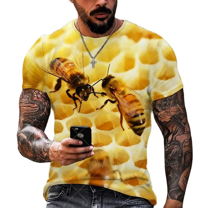 Summer Personlighet 3D Print Tshirt Mens Outdoor Bee Animal Casual Daily Breattable Oneck Short Sleeve Tops Tees XXS6XL 220607