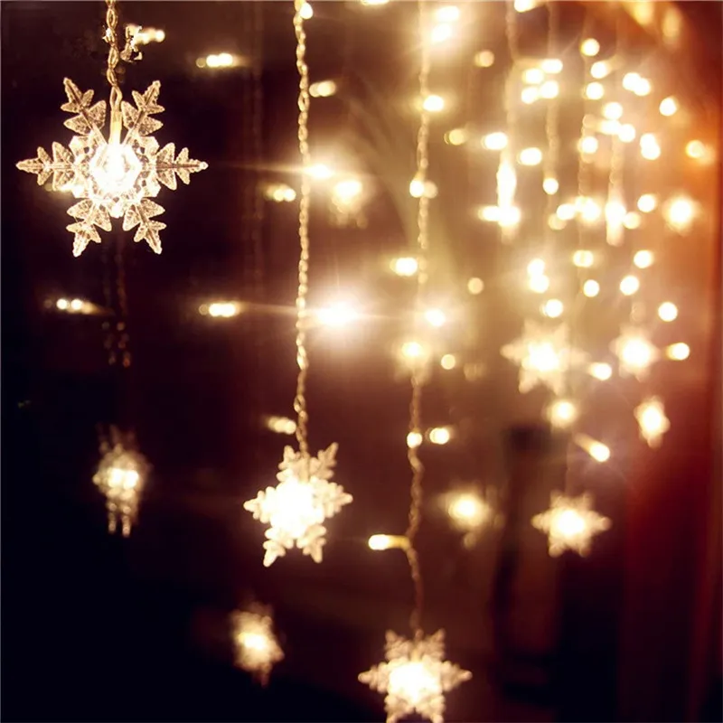 Schneeflocken LED-Lichterketten, blinkende Lichter, Vorhanglicht, wasserdicht, Urlaub, Party, anschließbar, Wellen-Lichterkette, Weihnachtsdekoration 220408