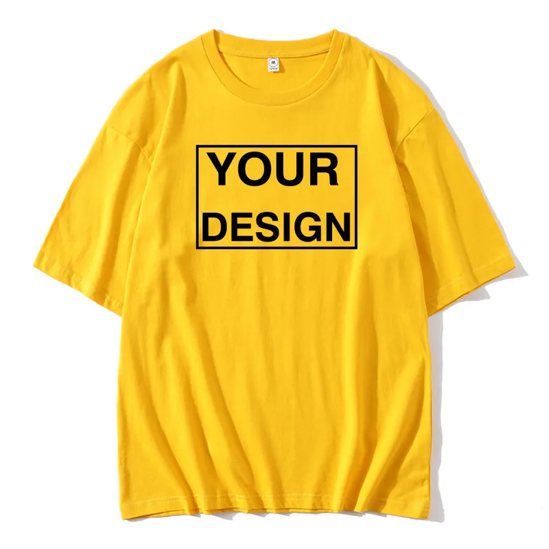 Tamanho da UE 100 Camiseta personalizada de algodão Faça seu design Text Men Mulheres Imprimir presentes originais de alta qualidade Tshirt atacado 220712