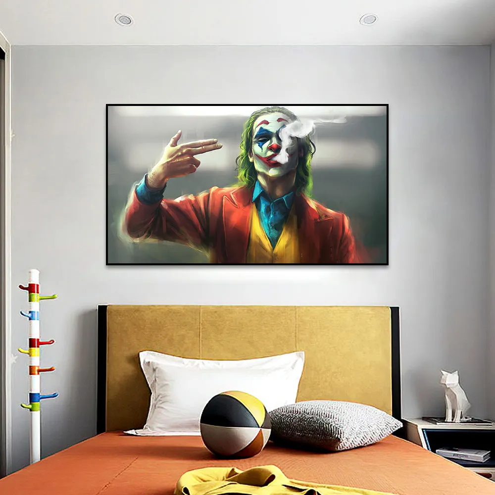 The Joker Smoking Poster and Print Graffiti Art Creative Movie Oil Painting on Canvas Wall Art Picture for Living Room Decor