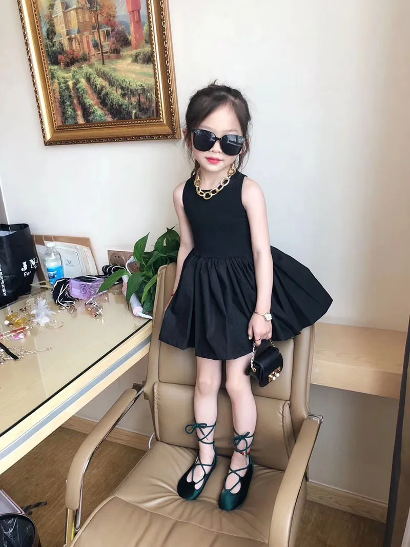 3 4 5 6 7 8 лет девочка платье лето мода черный хлопок принцесса K027 220422