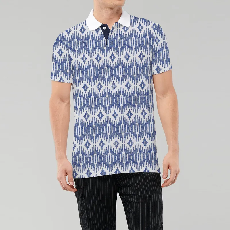 Raya azul y naranja figura geométrica Bohemia camiseta hombres polo personalizado 220608