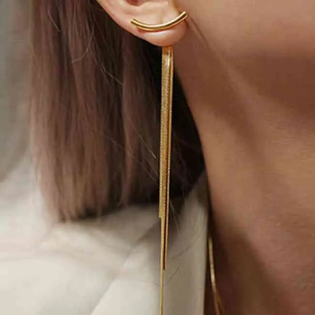 Legering oorrang hanger Creative Simple Bone Tassel Metal Lange oorbellen vrouwelijke accessoires6821976