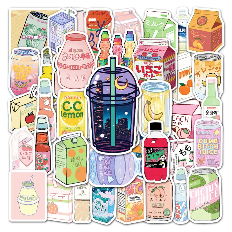 50pcs Flavored Drinks Sticker Aesthetic & Cute, New With Free Shipping