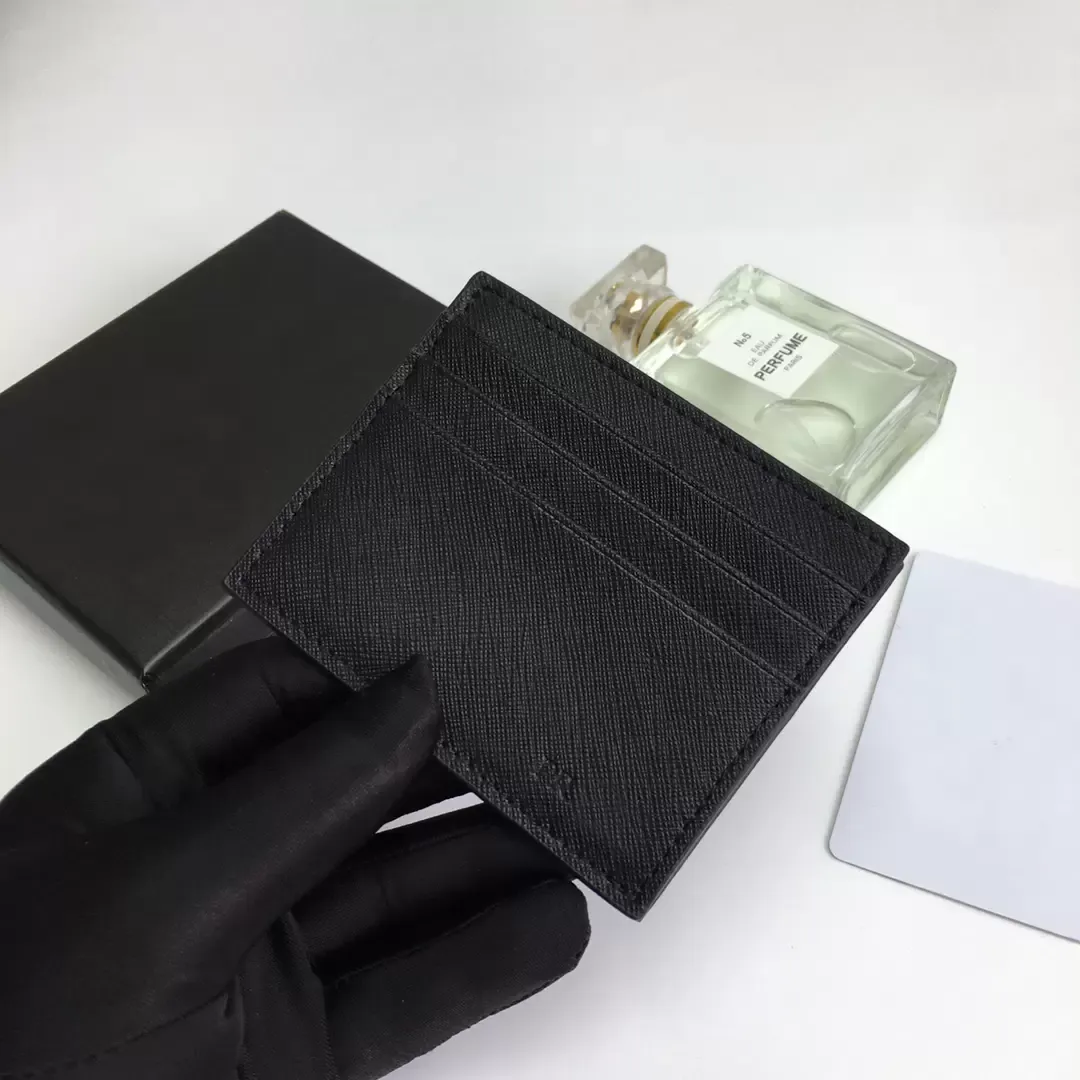 2 cm223 hele mode zwarte ID creditcard houders vrouw Mini Wallet echte lederen mannen ontwerper pure kleur dubbelzijdig met 220Z