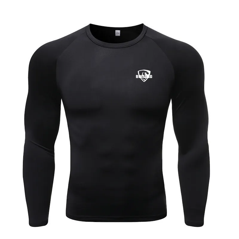 Men Running Tight Sports Tshirt compression Quick dry long sleeved Tshirt Male Gym shirt Fitness Tees Tops clothing 220614
