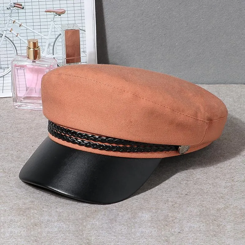 Bérets Casual Femmes Hommes Chapeau Militaire Printemps Automne Marin Chapeaux Noir Dames Béret Casquettes Plat Cap Capitaine Cap Voyage Cadet Octagonal359w