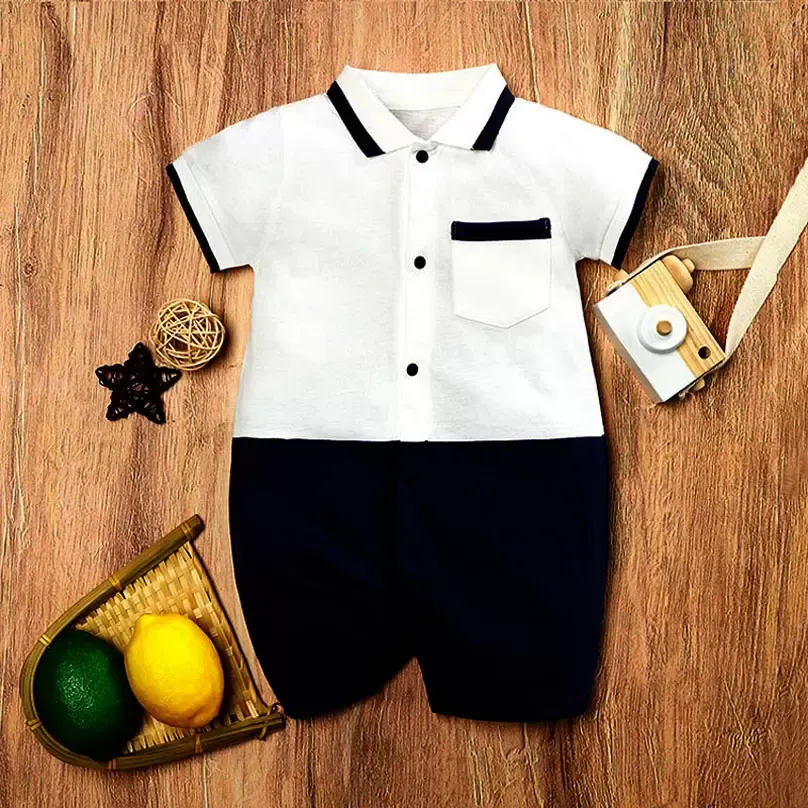 Pasgeboren rompers baby baby's bodysuits baby kleren jongens onesies stuk kleding peuter jumpsuit draag heer gentleman pocket zomer