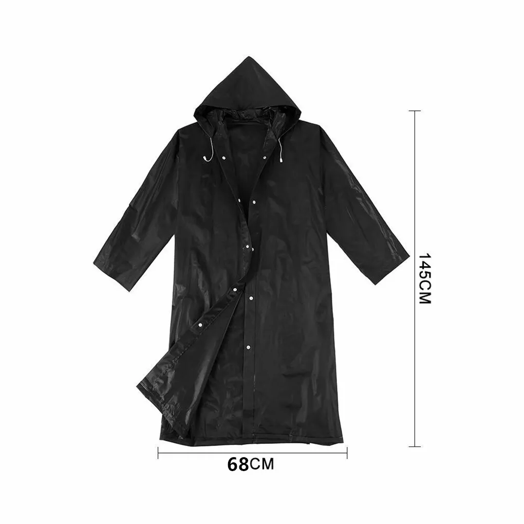 고품질 일회용 145*68cm EVA 유니니스 넥스 빗물 코트 두꺼운 방수 레인 코트 여성 남성 검은 캠핑 방수 레인웨어 슈트