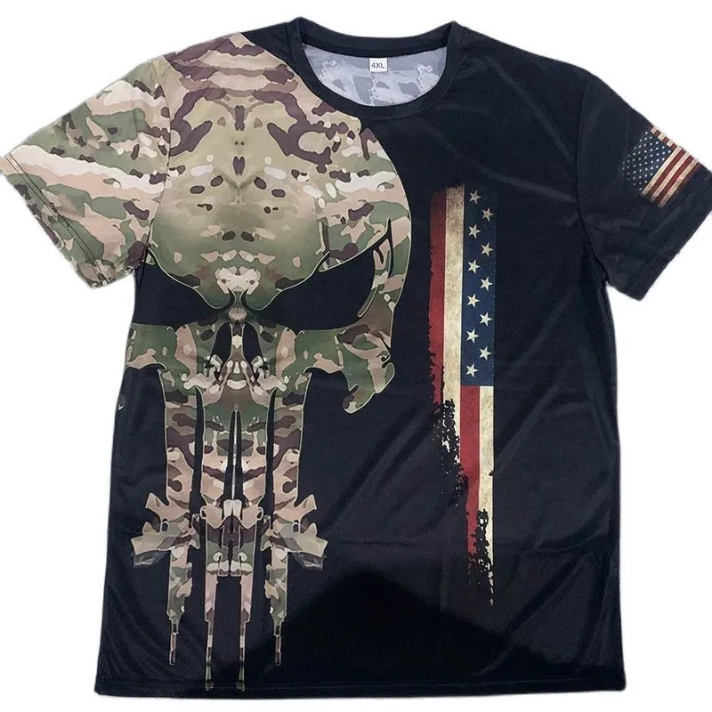 Армейский ветеран 3D -печать мужчин S T Рубашки Amercian солдат повседневная круглая шея с коротким рукавом Camouflage Commando Men Clothing 6xl 220618