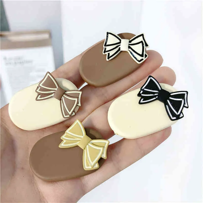 4 stks / set melk koffie boog haarclips voor meisjes vrouwen schattige barrettes kinderen decoratieve haarspelden mode haaraccessoires ornamenten AA220323