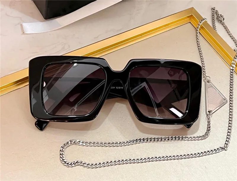 Novos óculos de sol de design de moda 23y Placa quadrada quadro de diamante Corte templos populares e simples de estilo ao ar livre UV400 Protection g182u