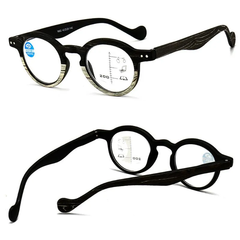 Okulary przeciwsłoneczne Retro Ziarno Drewna Progresywne wielokrotnie czytane okulary mężczyźni mężczyźni Kobiety przeciwblaskie światło daleko i blisko 1 0 1 5 2 0 do 4 0Sungl285i
