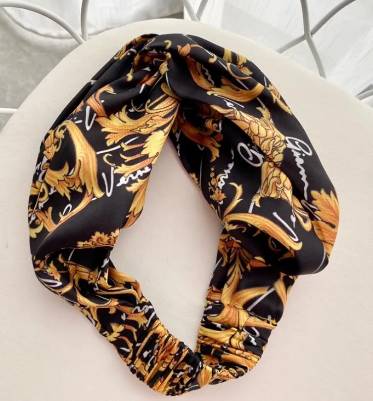 Designer Soie Bandeaux 2022 Nouvelle Arrivée Luxe Femmes Filles Or Jaune Fleurs Bandes De Cheveux Écharpe Accessoires De Cheveux Cadeaux Headwraps 293N