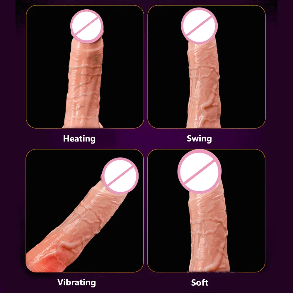 Vibromasseur gode réaliste pour femmes énorme grande balançoire télescopique électrique chauffage pénis femelles Masturbation Oral sexy jouets femme