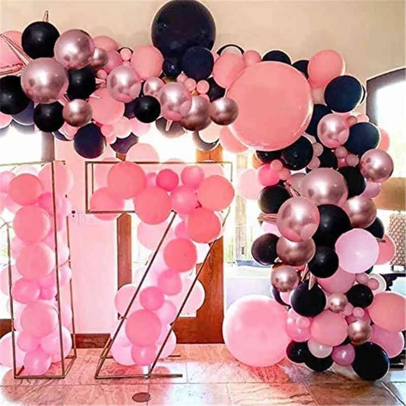 czarny różowy balon girland arch arch