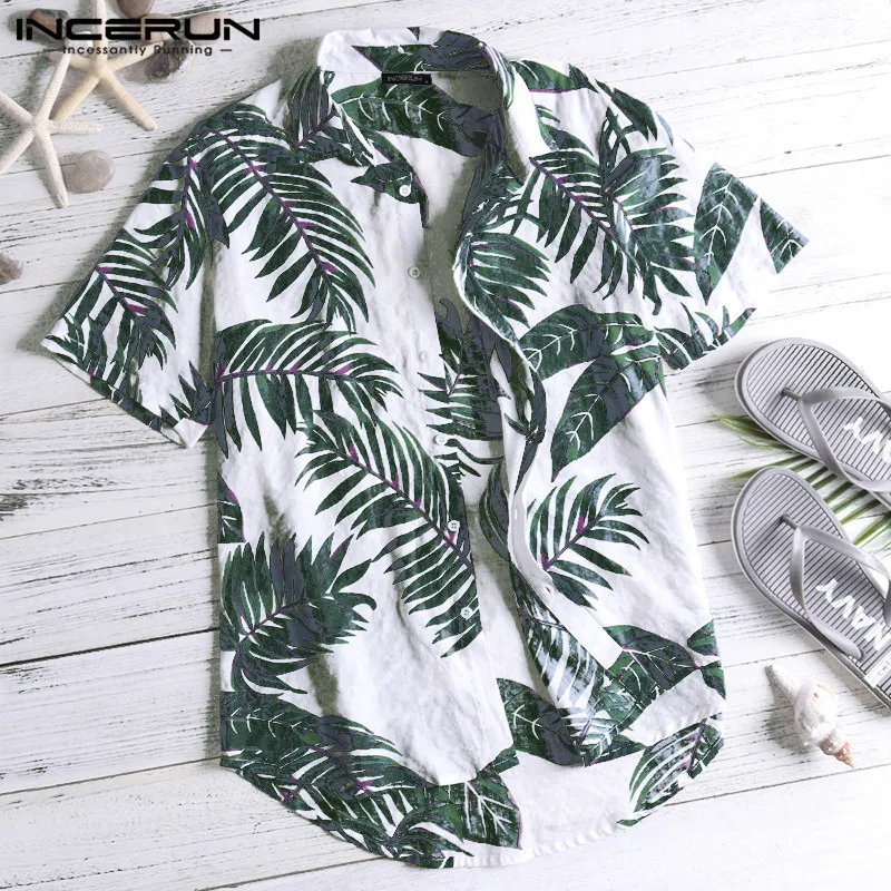 Verão havaiano vermelho camisas tropicais camisas florais homens tops camisa casual manga curta botão de algodão chemise férias praia 220623