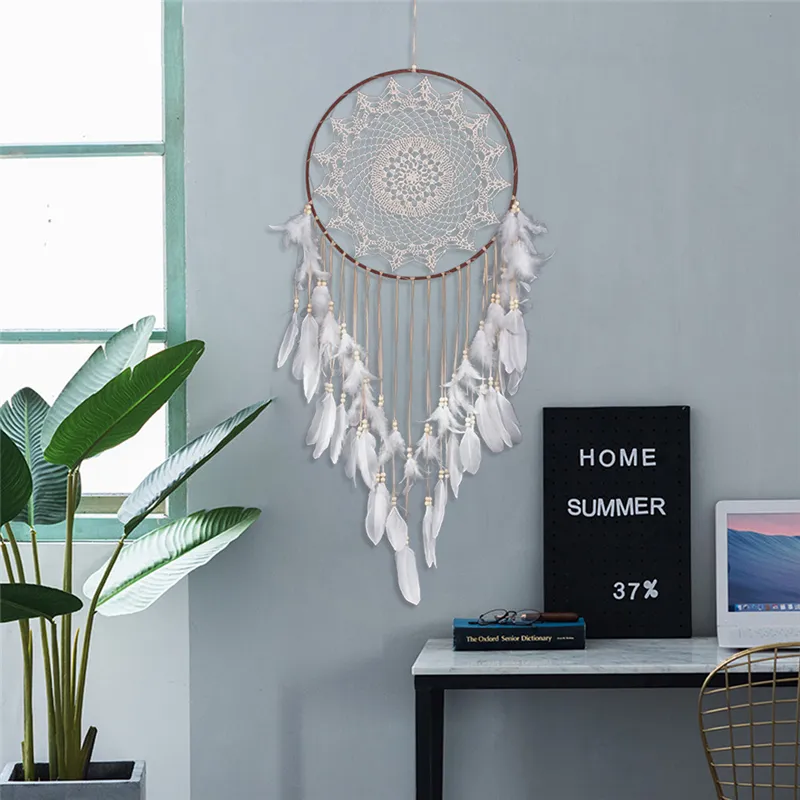 Asibikaashi حلم الصيادين مكرميه البيج 40 سنتيمتر كبيرة جولة شنقا dreamcatchers زينة عيد المنزل غرفة ديكور المنزل كبير 220407