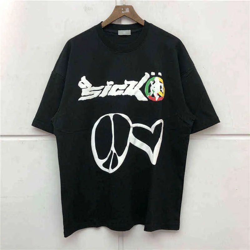 T-shirt Sicko con stampa pasta sfoglia Uomo Donna Migliore qualità Nero Bianco Stile estivo Top TeeT220721