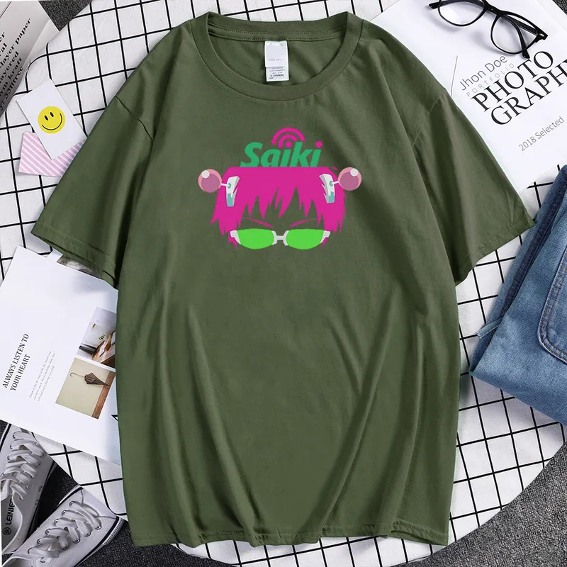 Cool Saiki K Cartoon Printing Mans T Shirts Crewneck Breathable TShirts Summer Vintage Sportwear Oversized Loose TShirt Men 220622