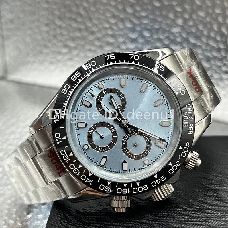 Mens Automatic 40mm Watch Black Ceramic Bezel 904L Stainless Steel White Disc Bracelet Foldover Clasp Water Resistant Luminous Sap236G