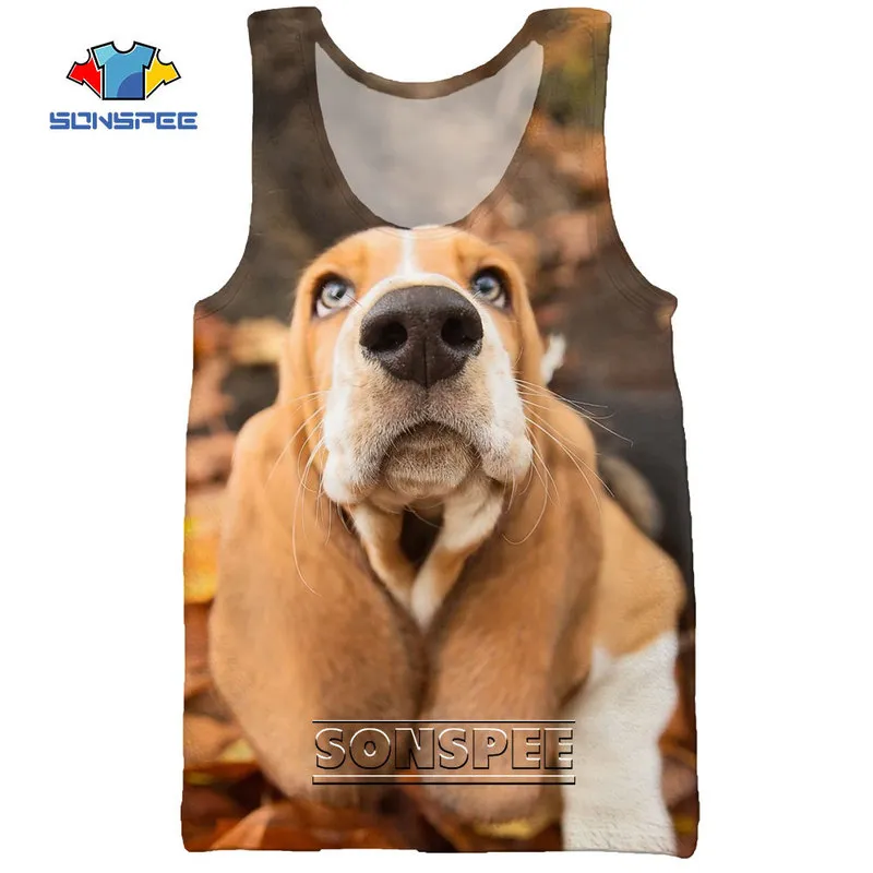 SONSPEE 3D Imprimer Animal Chien Beagle Visage Hommes Plage Débardeurs Casual Drôle Musculation Gym Muscle Hommes Sans Manches Gilet Chemise 220627