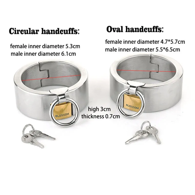 الصلب غير القابل للصدأ قفل المعادن الأصفاد الكبار ألعاب BDSM عبودية القيود معصم اليد الأصفاد اليدوية أدوات التعذيب