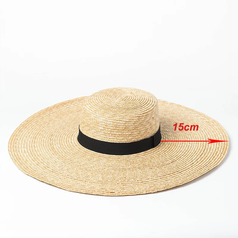 قبعات قش كبيرة للنساء للنساء صيف شاطئ كبير القبعة UV حماية الشمس القبعة الجملة 220519