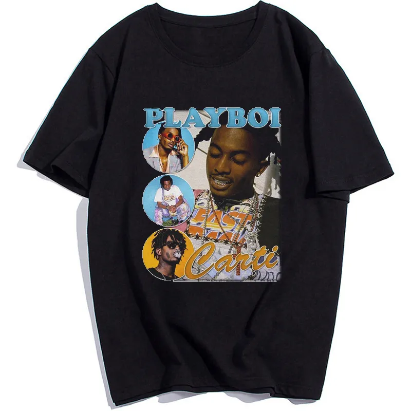 Rapper Playboi Carti Grafica Moda Stampata Maglietta da uomo Camicia da donna Maglietta Hip Hop Tops Oversize Tees Stile gotico 90S 220608