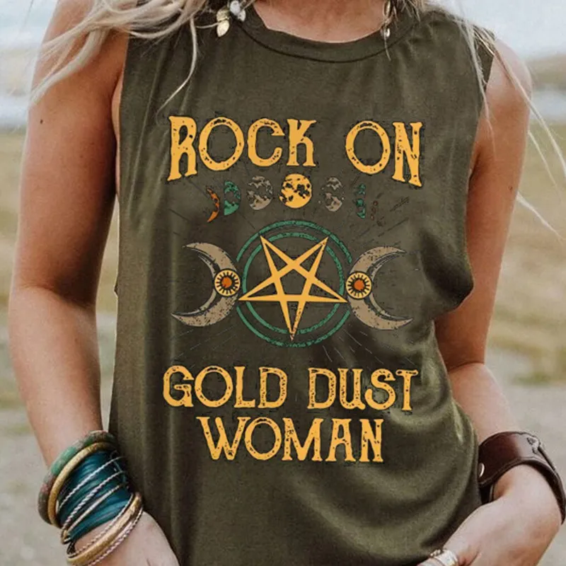 Summer Rock On Gold Dust Woman Shirt Vintage Goddess STEEVELESS SHIRTS Stevie Nicks Tshirts Full Faded Tee Shirt Y2K TOP 220704