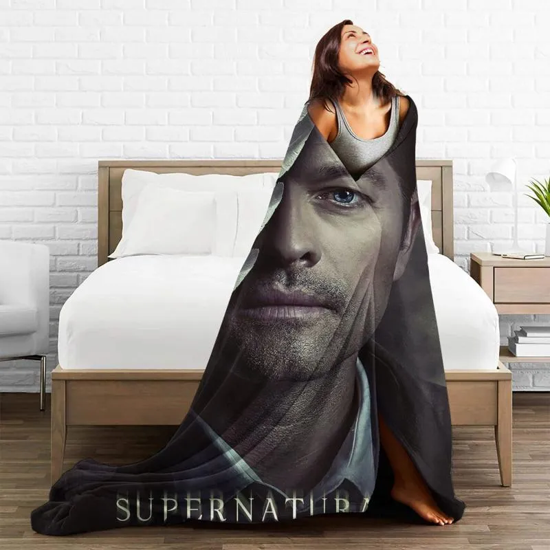 Filtar Supernatural Movie End of the Road Wool Filtiel Anpassat kast för säng soffa soffa 125 100 cm quilt297u