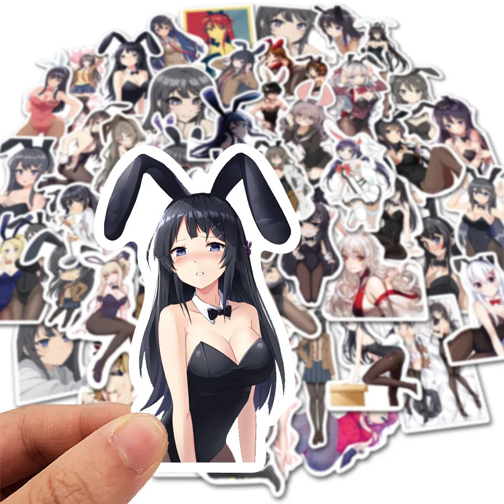 Su geçirmez Sticker 50 adet Seksi Bunny Çıkartmalar Anime Hentai Waifu Pin-up Kız Koleksiyonları Vinil Çıkartmaları Laptop Için Araba Motosiklet Duvar Kaykay Araba Çıkartmaları