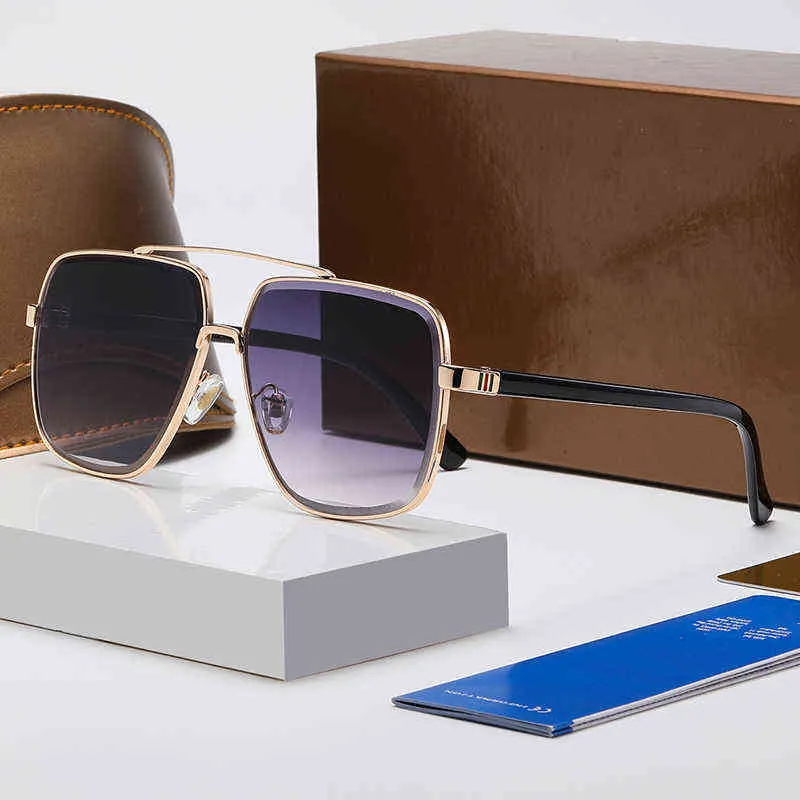Nouvelles lunettes de soleil populaires verres carrés pour hommes avec cadre en métal et jambes simples verres de style décontracté 100% UV400 Protection Envoyer Box226K